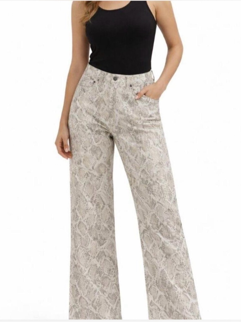 Wild Fable Snake Print Wide Leg Crop Jeans | Neutral Animal Print | Size 12